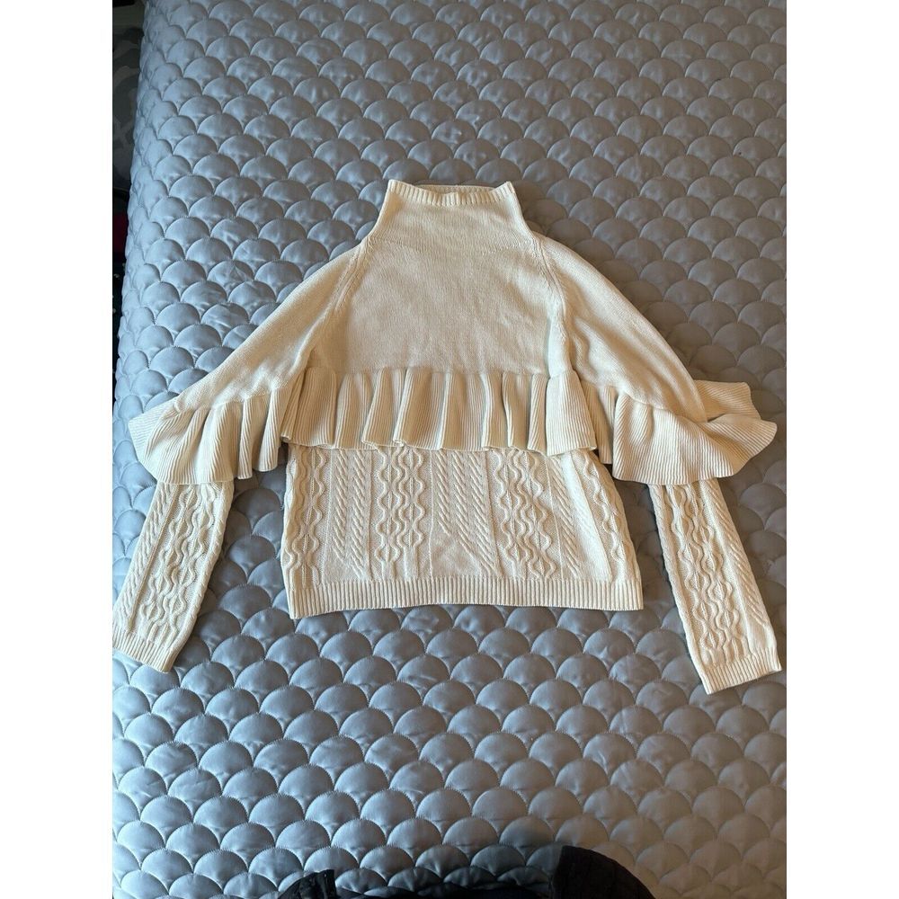 PROJECT NAADAM Nordstrom Women's Cable Knit Frill Sweater Size XS boho Western